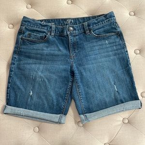 Loft Ann Taylor Women Cuffed Medium Wash Boyfriend Jean Casual Shorts 6